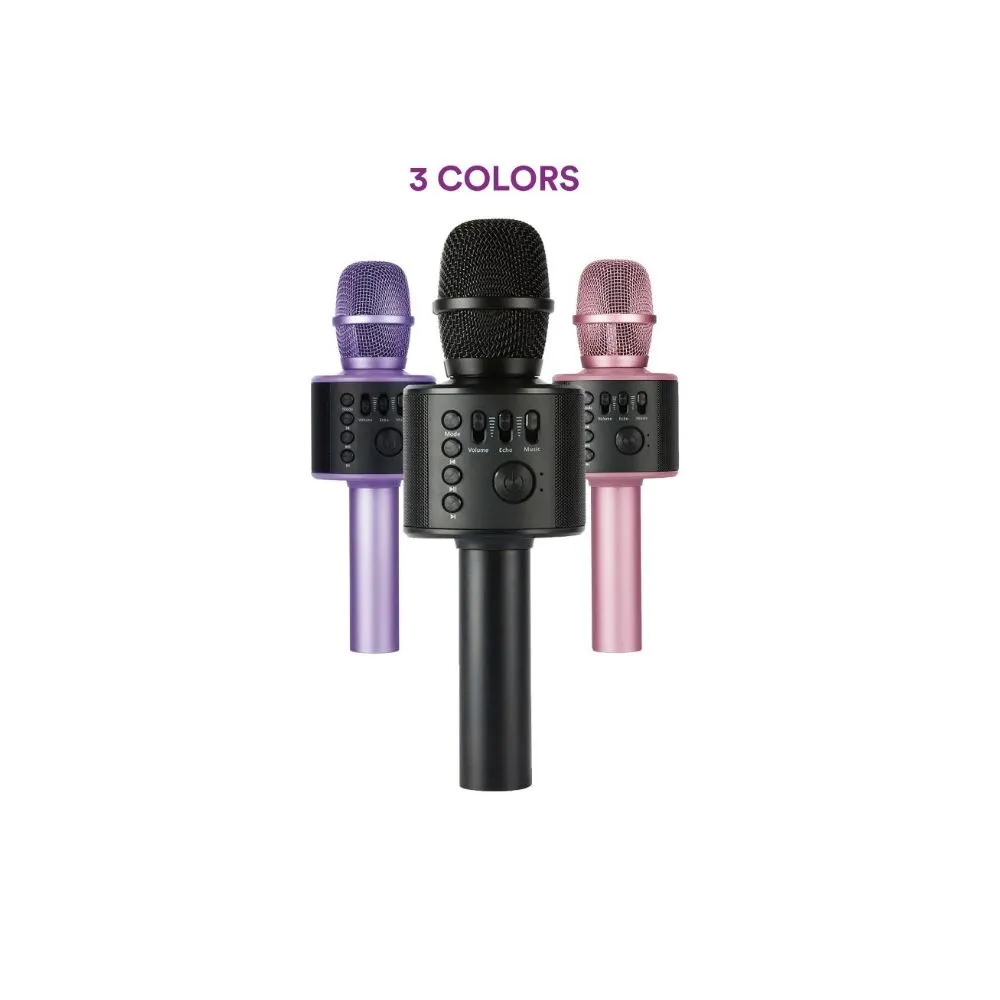 Core Innovations KRMC101BL Wireless Bluetooth Karaoke Microphone with Built-in Speakers, Black