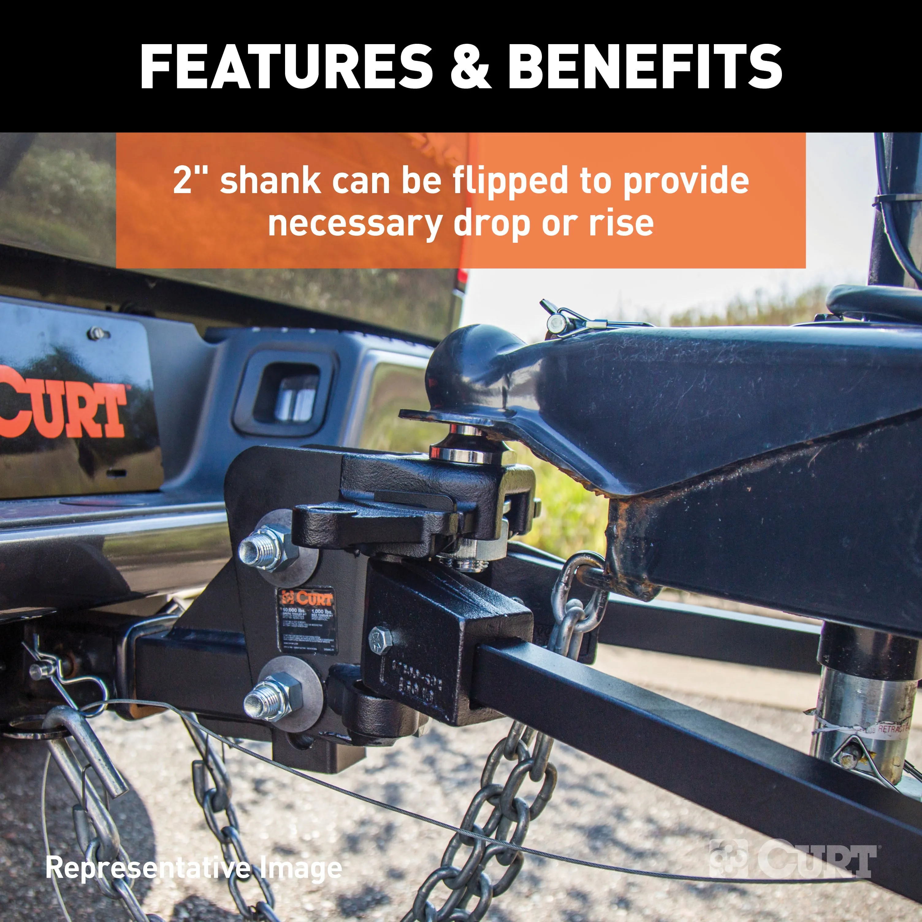 CURT 17333 CURT 17333 Short Trunnion Bar Weight Distribution Hitch; Up to 15K; 2-Inch Shank