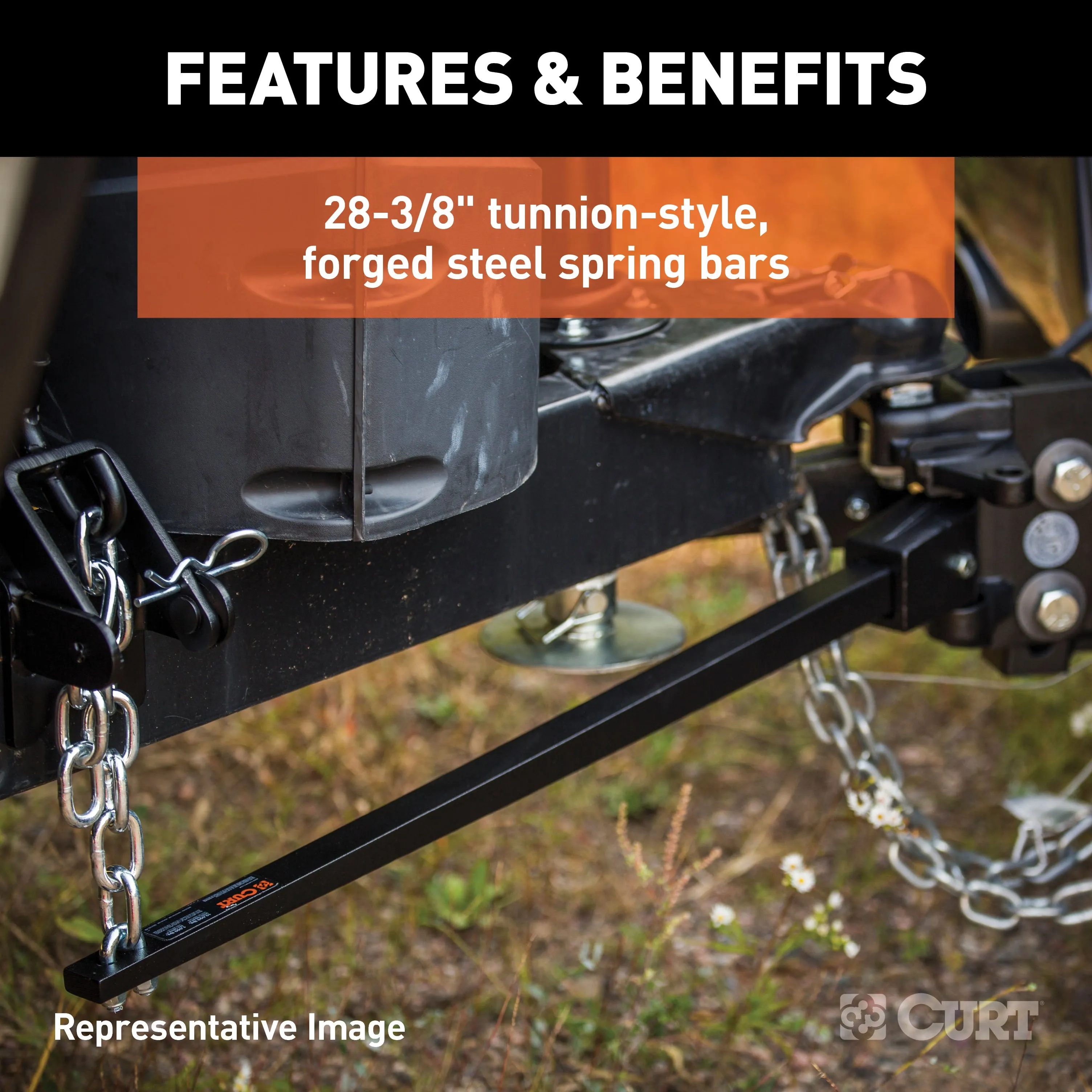 CURT 17333 CURT 17333 Short Trunnion Bar Weight Distribution Hitch; Up to 15K; 2-Inch Shank