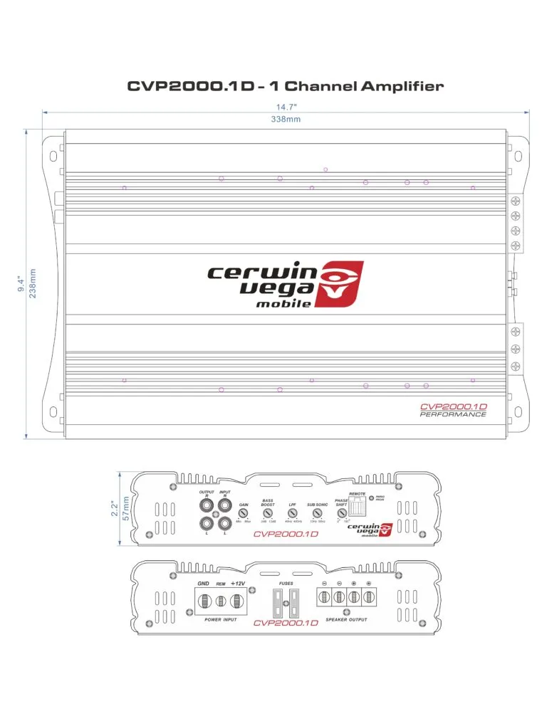 CVP Series 1-Channel Class AB Amplifier - CVP2000.1D