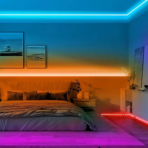 DAYBETTER Led Lights 50 ft,2 Rolls of 25ft RGB Led Strip Light with Remote Control,App Control,Music Sync,Multicolor Changing,Colorful Led Strips Lights for Bedroom