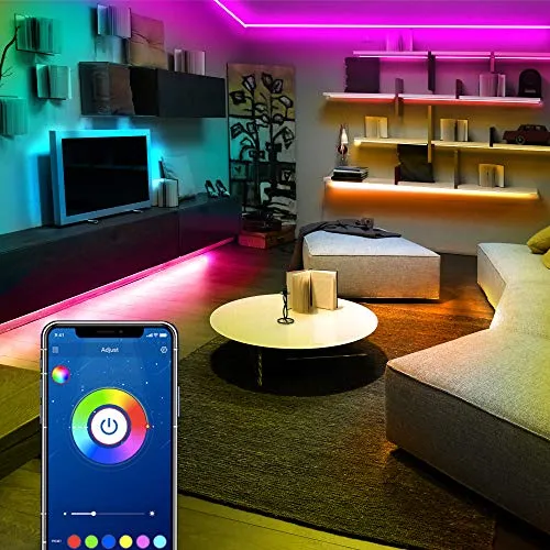 DAYBETTER Led Lights 50 ft,2 Rolls of 25ft RGB Led Strip Light with Remote Control,App Control,Music Sync,Multicolor Changing,Colorful Led Strips Lights for Bedroom
