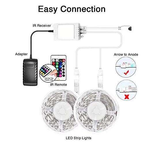 DAYBETTER Led Lights for Bedroom 65.6ft Smart Light Strips,2 Rolls of 32.8ft Led Light Strips with App Control Remote,Music Sync Color Changing Lights for Room Party