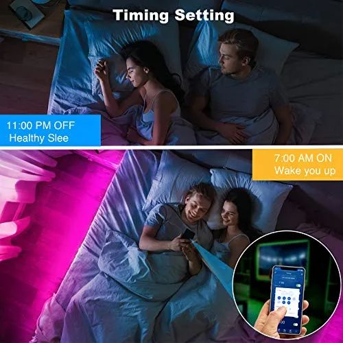 DAYBETTER Led Lights for Bedroom 65.6ft Smart Light Strips,2 Rolls of 32.8ft Led Light Strips with App Control Remote,Music Sync Color Changing Lights for Room Party