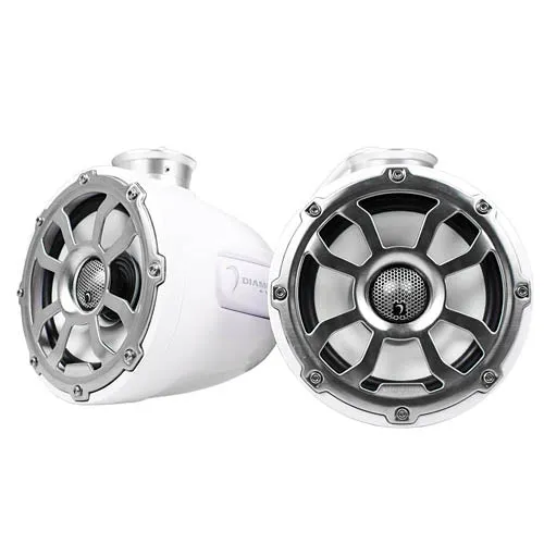 Diamond Audio 6.5" 2 Way Marine Tower Speaker Pods 300W Max White POD65F4W Pair