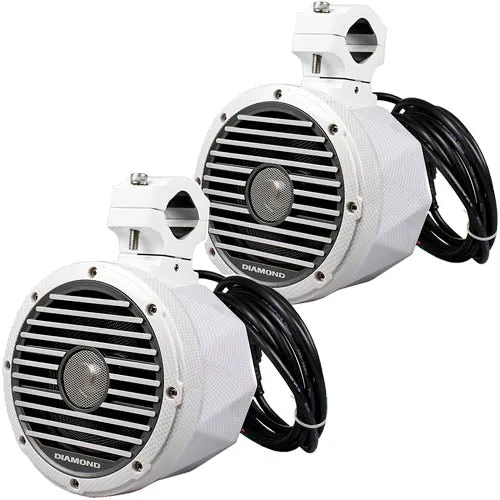 Diamond Audio 6.5" 2-Way Titanium Dome Speaker Can Kit Carbon Fiber White HXM65PODCF