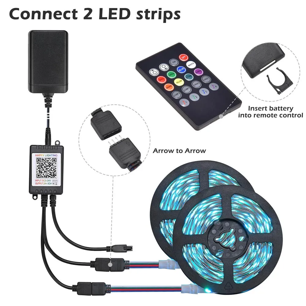 DIY Light Strips Bluetooth APP Music Activated Multi-Color Changing