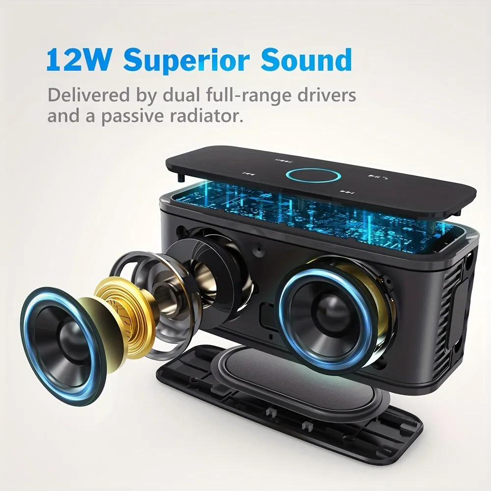 DOSS SoundBox Wireless 5.0 Speaker, Capacitive Touch Control, 12W HD Sound and Bass, 20H Playtime, Built-in MIC Hands Free, Portable Speaker for Computer Laptop Cellphone