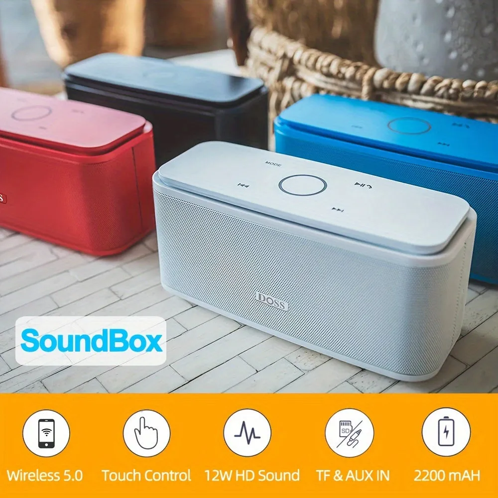 DOSS SoundBox Wireless 5.0 Speaker, Capacitive Touch Control, 12W HD Sound and Bass, 20H Playtime, Built-in MIC Hands Free, Portable Speaker for Computer Laptop Cellphone