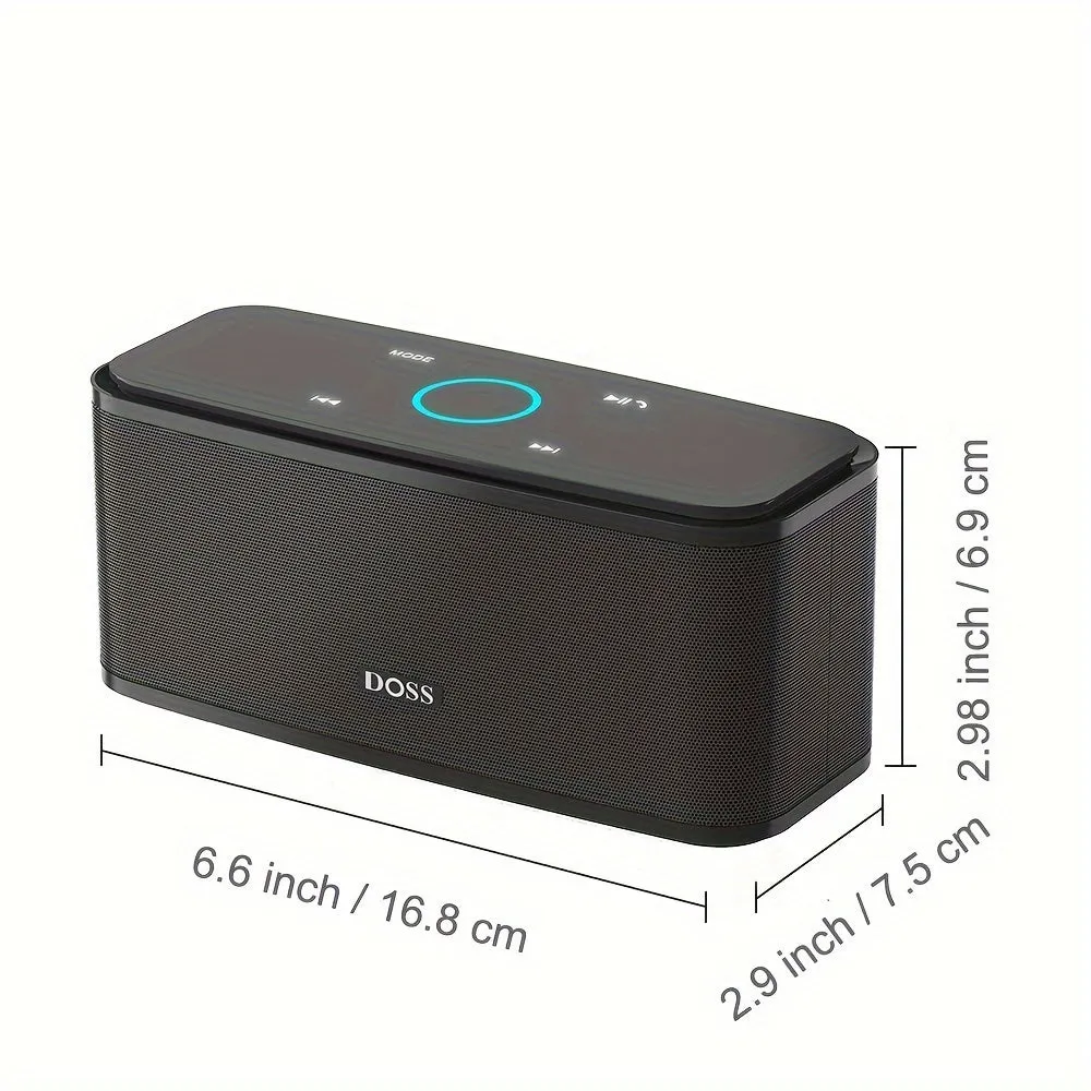 DOSS SoundBox Wireless 5.0 Speaker, Capacitive Touch Control, 12W HD Sound and Bass, 20H Playtime, Built-in MIC Hands Free, Portable Speaker for Computer Laptop Cellphone