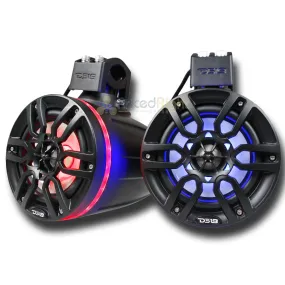 DS18 6.5" Marine Tower Speakers White Hydro Series RGB 300 Watts Max NXL-X6TP/BK