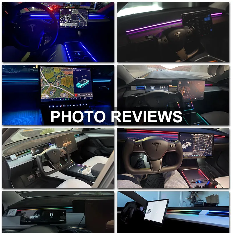 EVBASE Tesla Model 3 Y Dashboard Streamer Ambient Light Interior Car Neon Lights