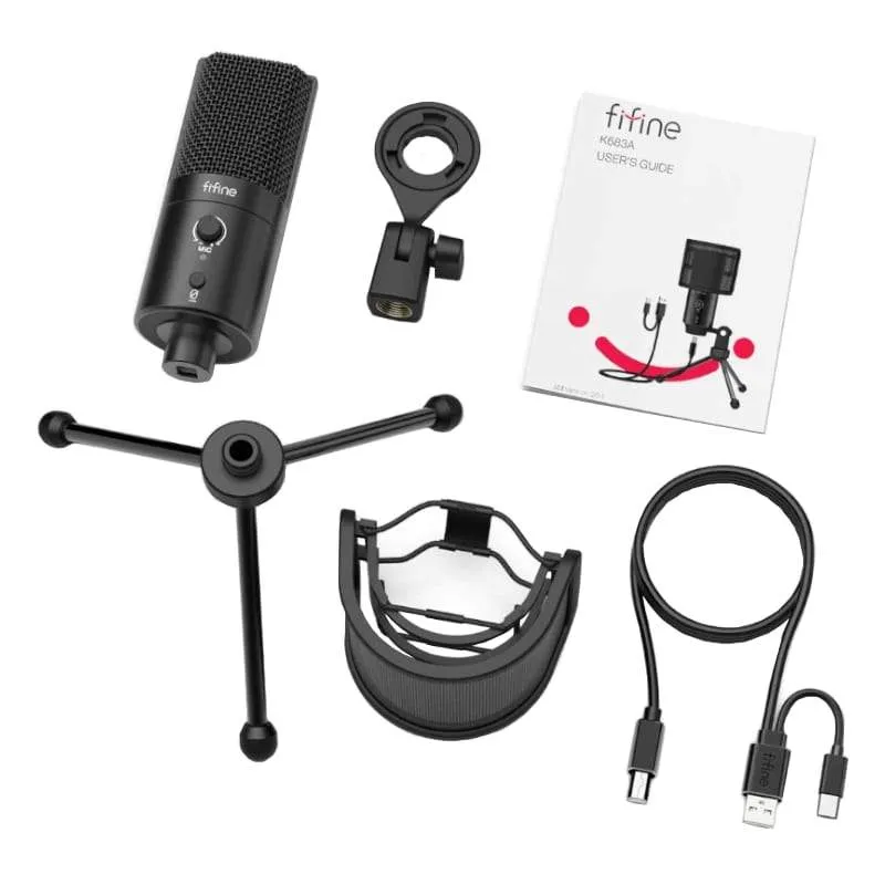 Fifine K683A Type-C Cardioid  USB Microphone   TRIPOD
