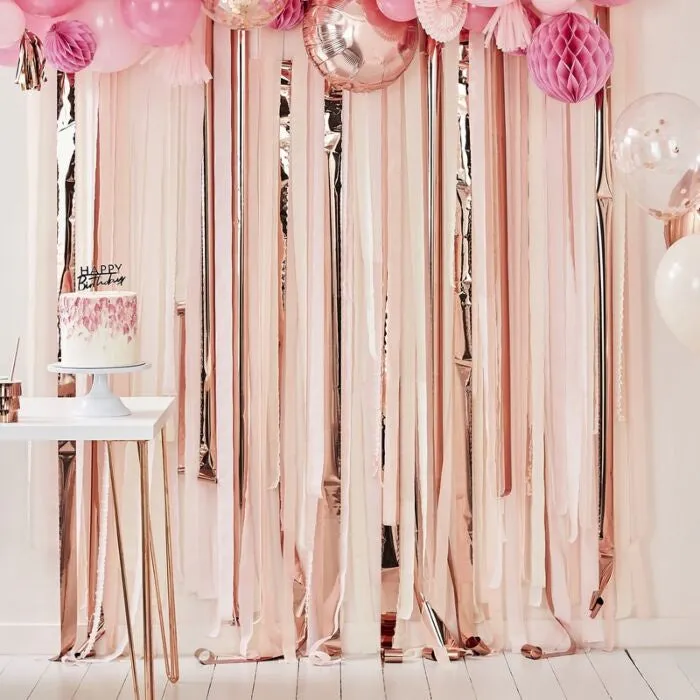 Ginger Ray Pink and Rose Gold Streamers Backdrop Kit