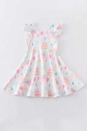 Girls Birthday Cake Balloon print Dress