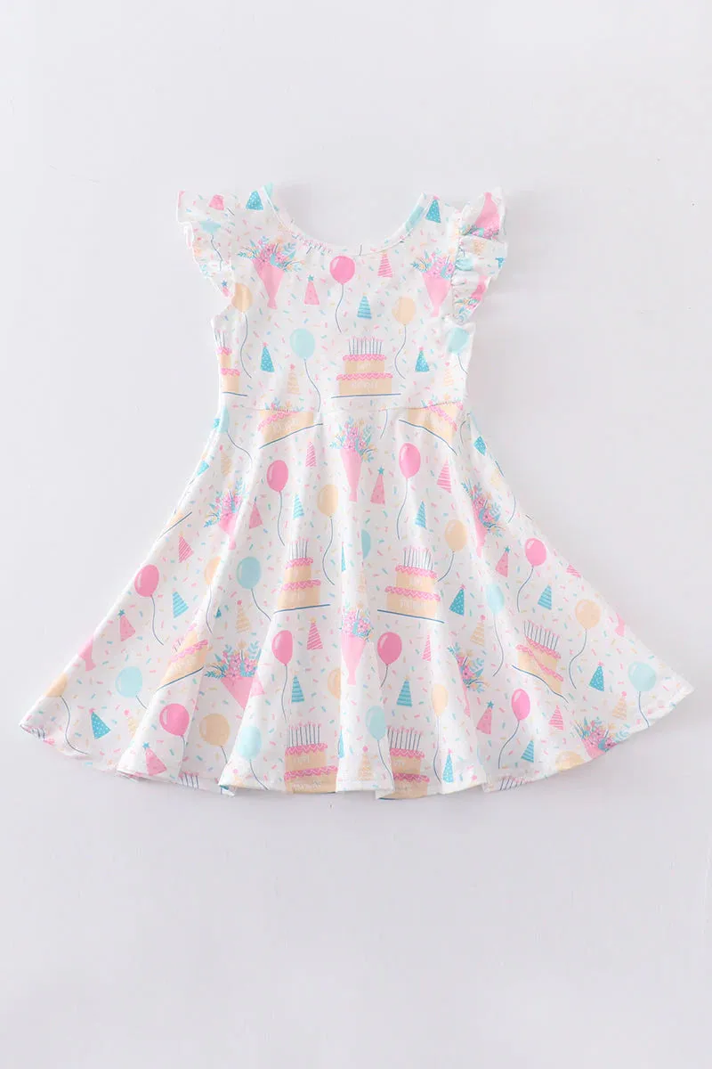 Girls Birthday Cake Balloon print Dress