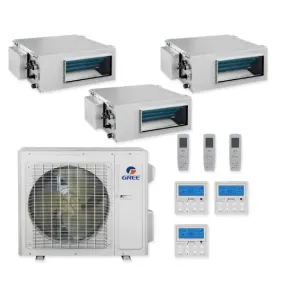 GREE Multi Gen2 Series 30,000 BTU 3-Zone Concealed Duct 9K 9K 9K Ductless Mini-Split System
