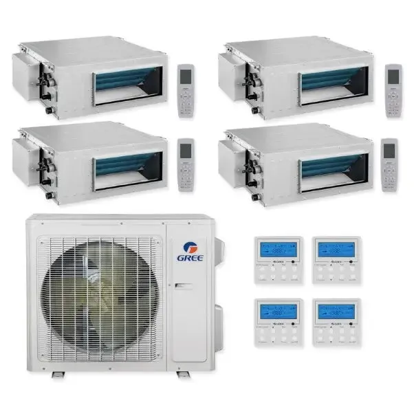 GREE Multi Gen2 Series 30,000 BTU 4-Zone Concealed Duct 9K 9K 9K 9K Ductless Mini-Split System