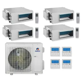 GREE Multi Gen2 Series 36,000 BTU 4-Zone Concealed Duct 9K 9K 9K 12K Ductless Mini-Split System
