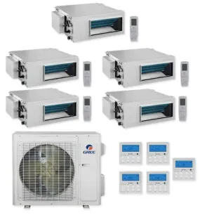 GREE Multi Gen2 Series 42,000 BTU 5-Zone Concealed Duct 9K 9K 9K 12K 24K Ductless Mini-Split System