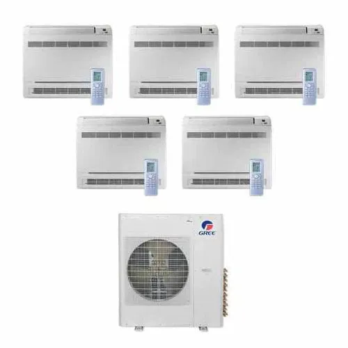 GREE Multi Gen2 Series 42,000 BTU 5-Zone Mini Floor Console 9K 9K 9K 12K 18K Ductless Mini-Split System
