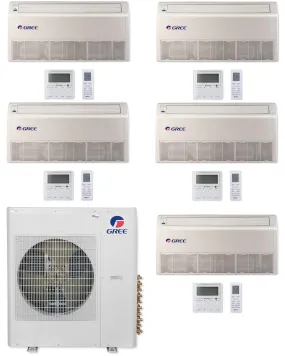 GREE Multi Gen2 Series 42,000 BTU 5-Zone Universal Floor/Ceiling 9K 9K 9K 9K 24K Ductless Mini-Split System