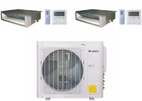 GREE Multi  Ultra Series 18,000 BTU 2-Zone Concealed Duct 9K 12K Ductless Mini-Split System