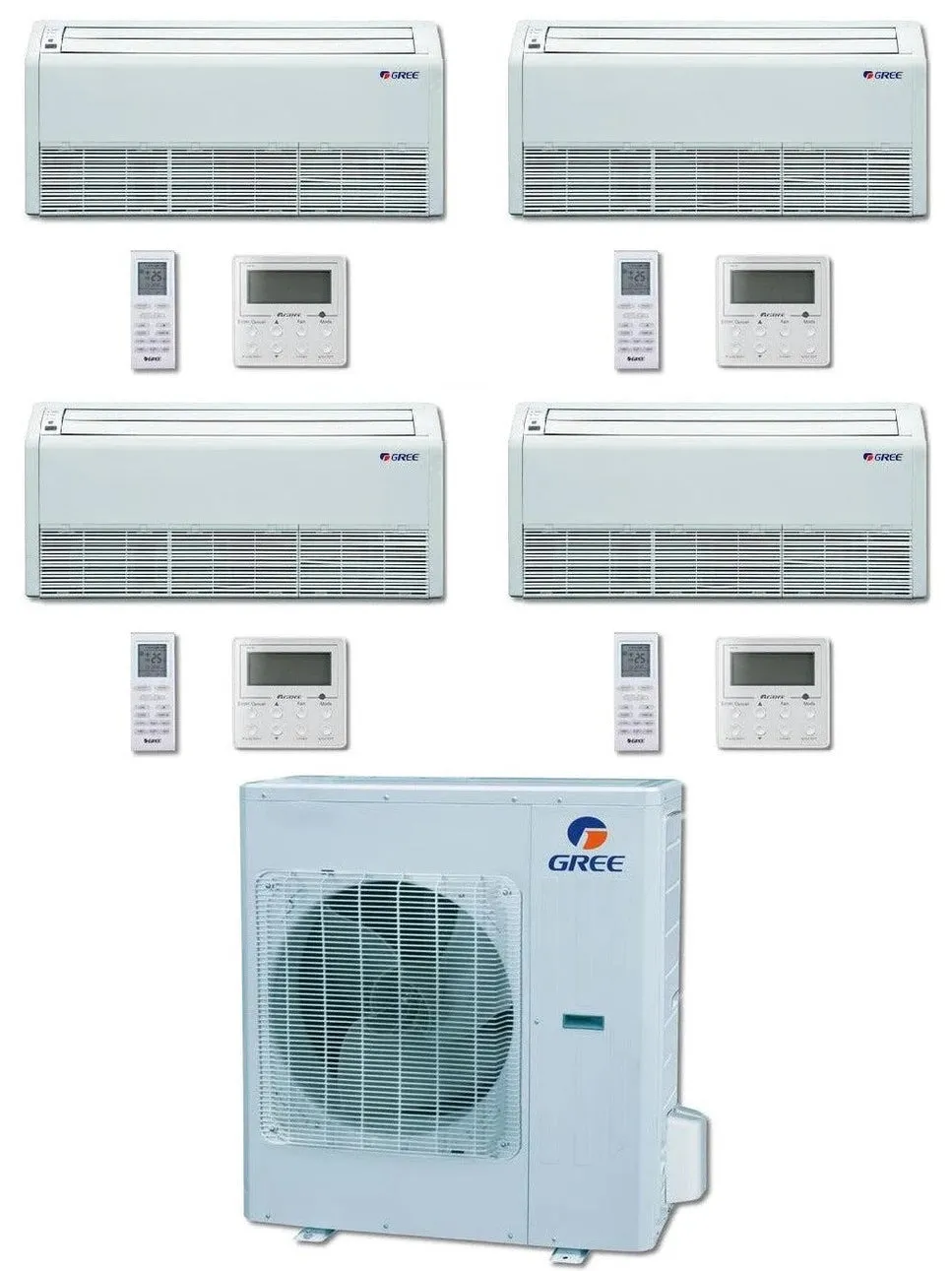 GREE Multi  Ultra Series 36,000 BTU 4-Zone Universal Floor/Ceiling 9K 9K 12K 12K Ductless Mini-Split System