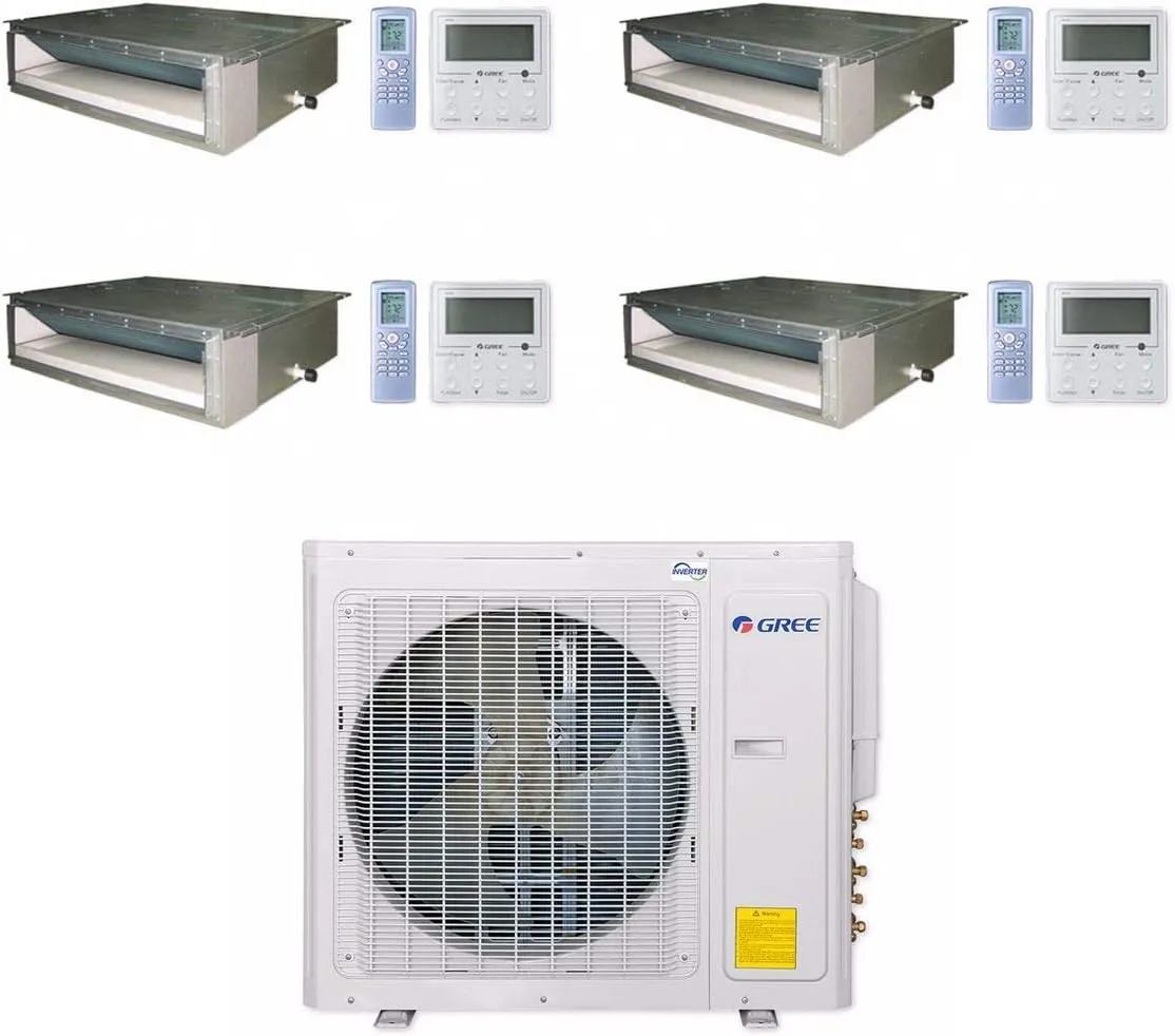 GREE Multi  Ultra Series 42,000 BTU 4-Zone Concealed Duct 9K 12K 12K 24K Ductless Mini-Split System