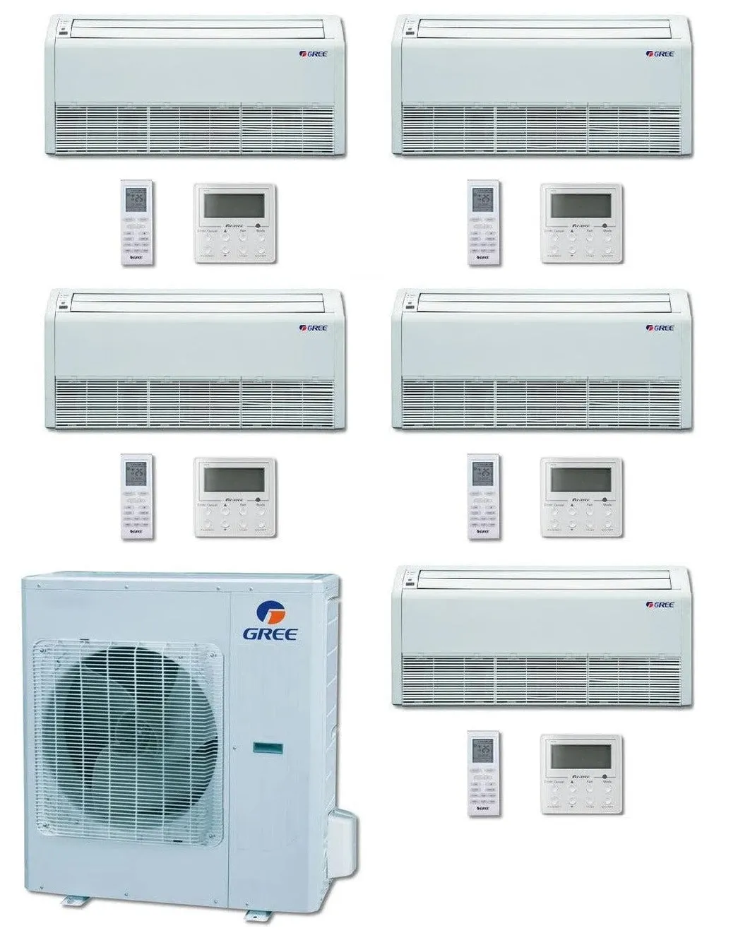 GREE Multi  Ultra Series 42,000 BTU 5-Zone Universal Floor/Ceiling 9K 12K 12K 12K 12K Ductless Mini-Split System