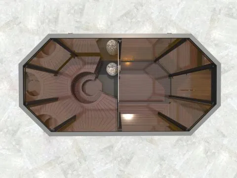 Haljas Hele Double | 7-Person Pre-Assembled Luxury Outdoor Glass Traditional Sauna with Changeroom