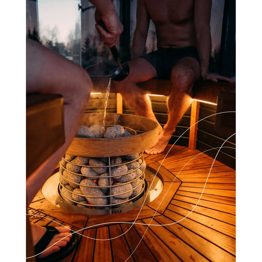 Haljas Hele Double | 7-Person Pre-Assembled Luxury Outdoor Glass Traditional Sauna with Changeroom