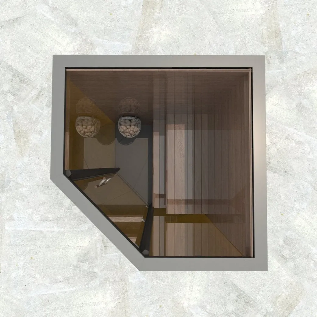 Haljas Hele Glass Mini | 3-Person Pre-Assembled Luxury Outdoor Glass Traditional Sauna