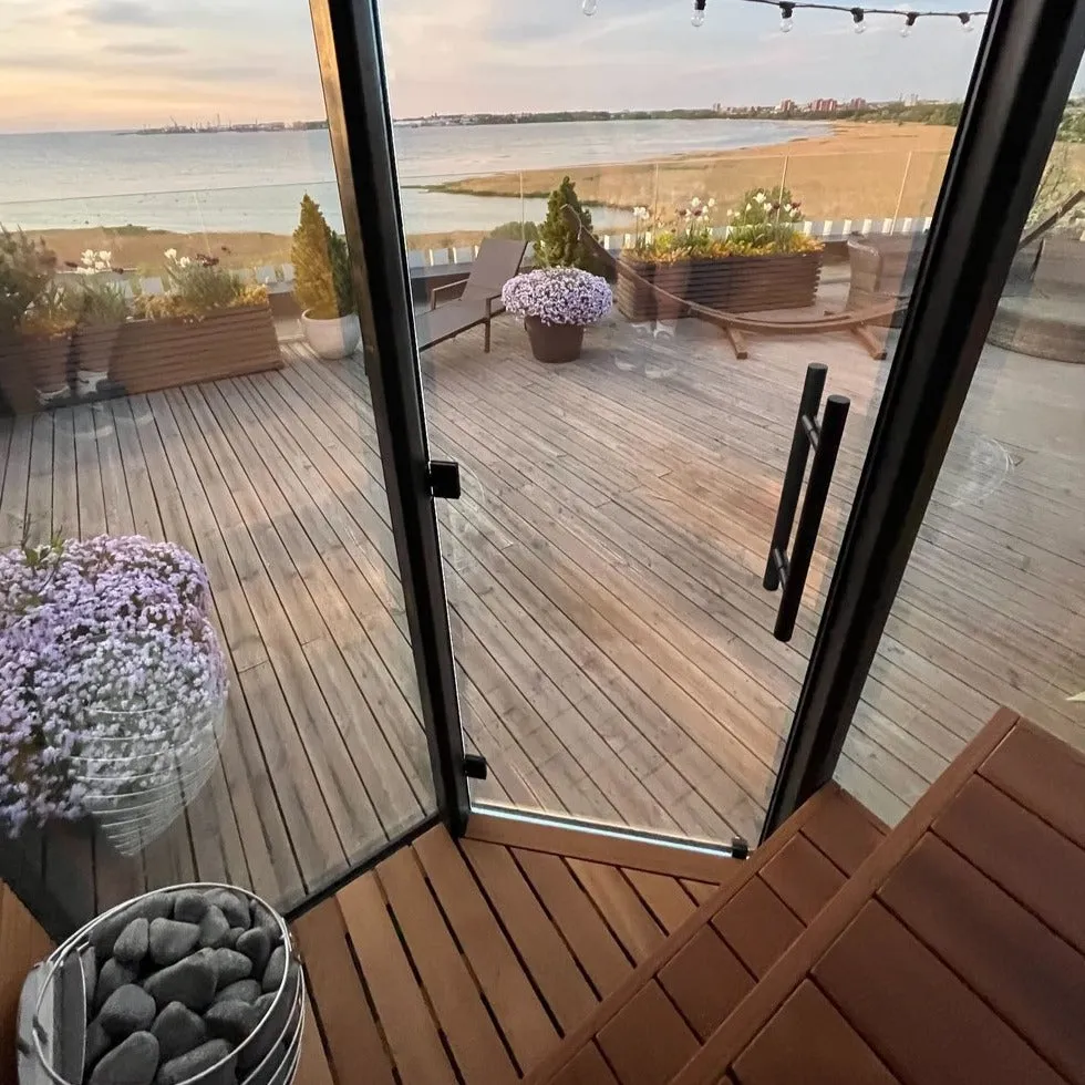 Haljas Hele Glass Mini | 3-Person Pre-Assembled Luxury Outdoor Glass Traditional Sauna