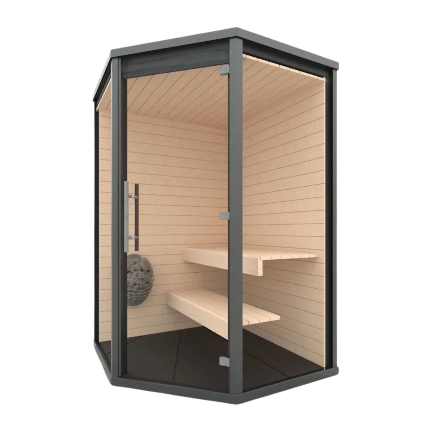 Haljas Hele Glass Mini | 3-Person Pre-Assembled Luxury Outdoor Glass Traditional Sauna