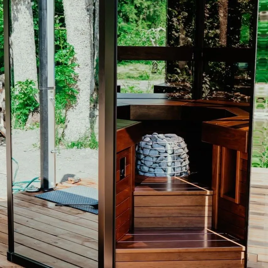 Haljas Hele Single | 7-Person Pre-Assembled Luxury Outdoor Glass Traditional Sauna