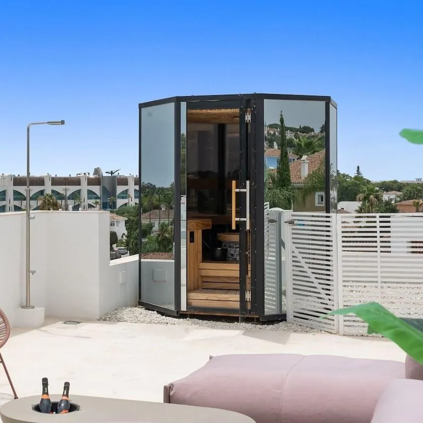 Haljas Hele Single | 7-Person Pre-Assembled Luxury Outdoor Glass Traditional Sauna