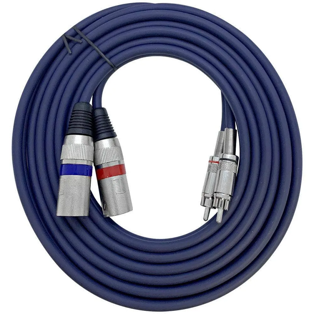 Heavy Duty 10 Foot Dual XLR to RCA Patch Cable, 2 XLR Male to 2 RCA Male Interconnect Patch Cord HiFi Stereo Pro Audio
