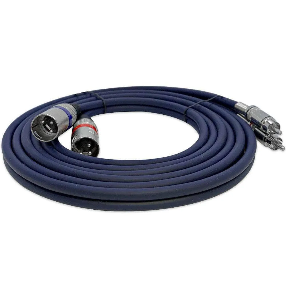 Heavy Duty 10 Foot Dual XLR to RCA Patch Cable, 2 XLR Male to 2 RCA Male Interconnect Patch Cord HiFi Stereo Pro Audio