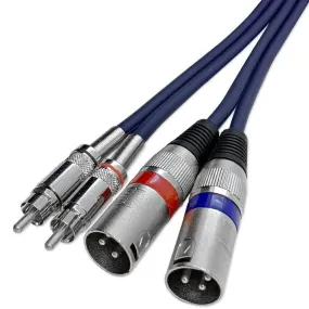 Heavy Duty 5 Foot Dual XLR to RCA Patch Cable, 2 XLR Male to 2 RCA Male Interconnect Patch Cord HiFi Stereo Pro Audio