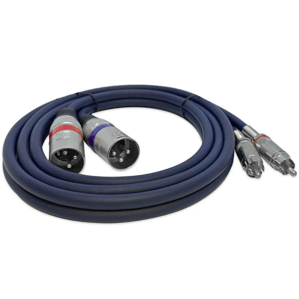 Heavy Duty 5 Foot Dual XLR to RCA Patch Cable, 2 XLR Male to 2 RCA Male Interconnect Patch Cord HiFi Stereo Pro Audio