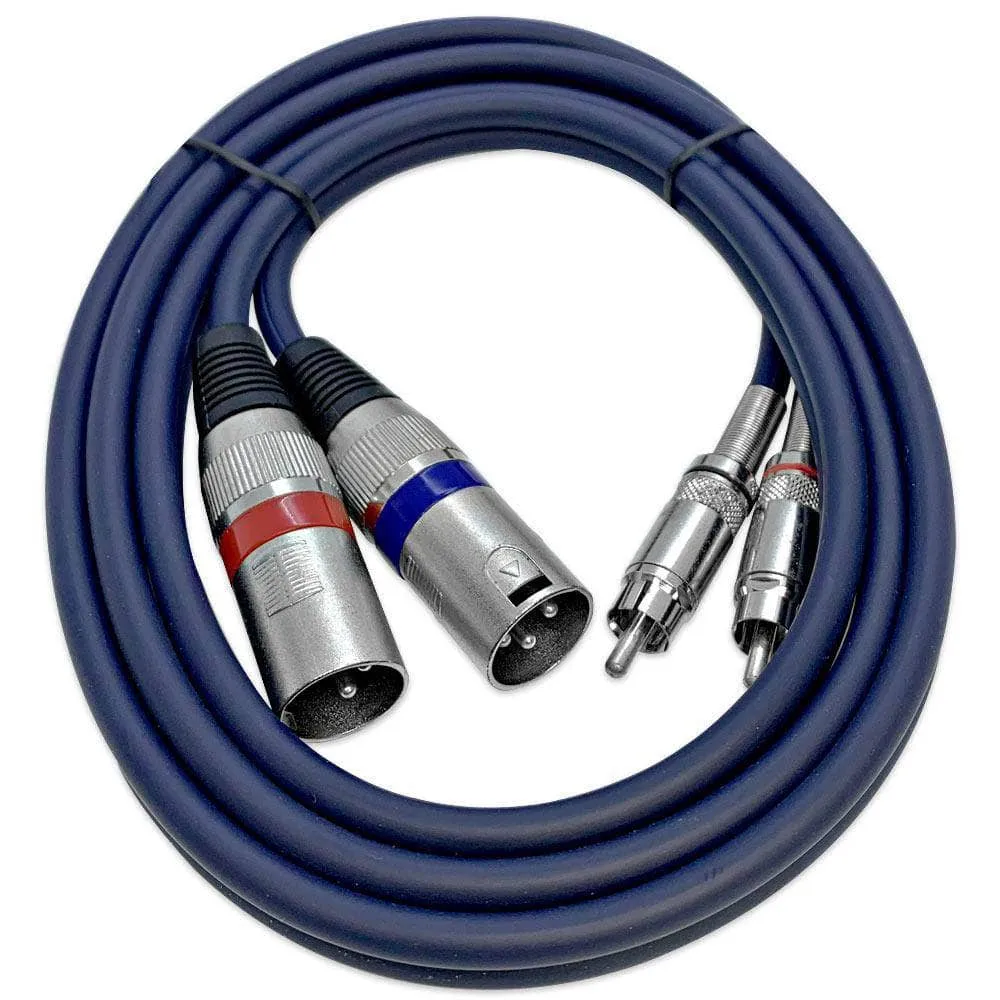 Heavy Duty 5 Foot Dual XLR to RCA Patch Cable, 2 XLR Male to 2 RCA Male Interconnect Patch Cord HiFi Stereo Pro Audio