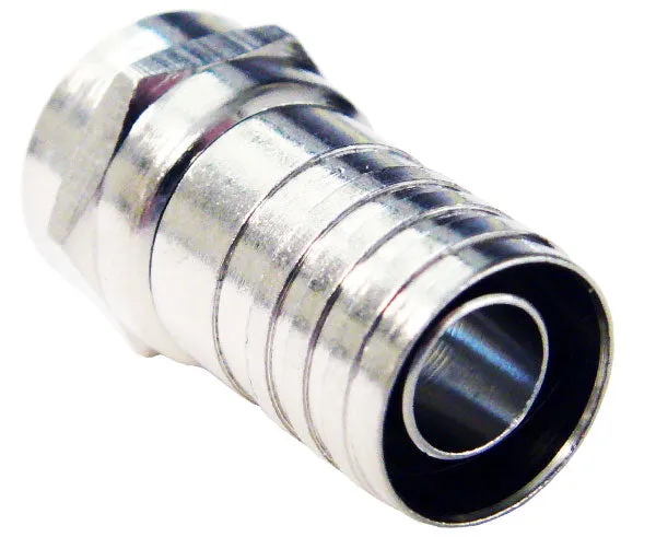 Hex Crimp-On F-Type Connector with Attached O-Ring for RG6 Coaxial Cable