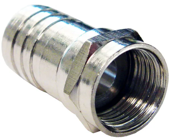 Hex Crimp-On F-Type Connector with Attached O-Ring for RG6 Coaxial Cable