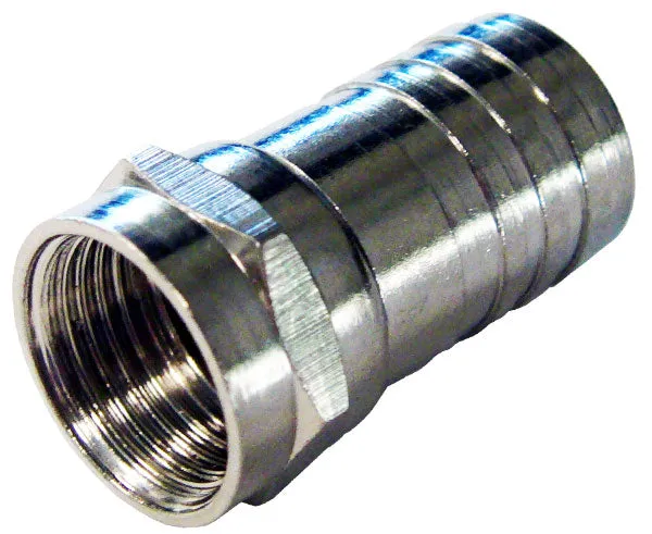 Hex Crimp-On F-Type Connector with Attached O-Ring for RG6 Coaxial Cable