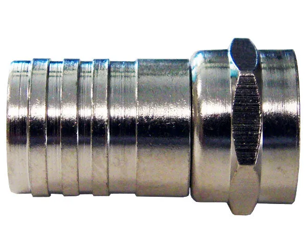 Hex Crimp-On F-Type Connector with Attached O-Ring for RG6 Coaxial Cable