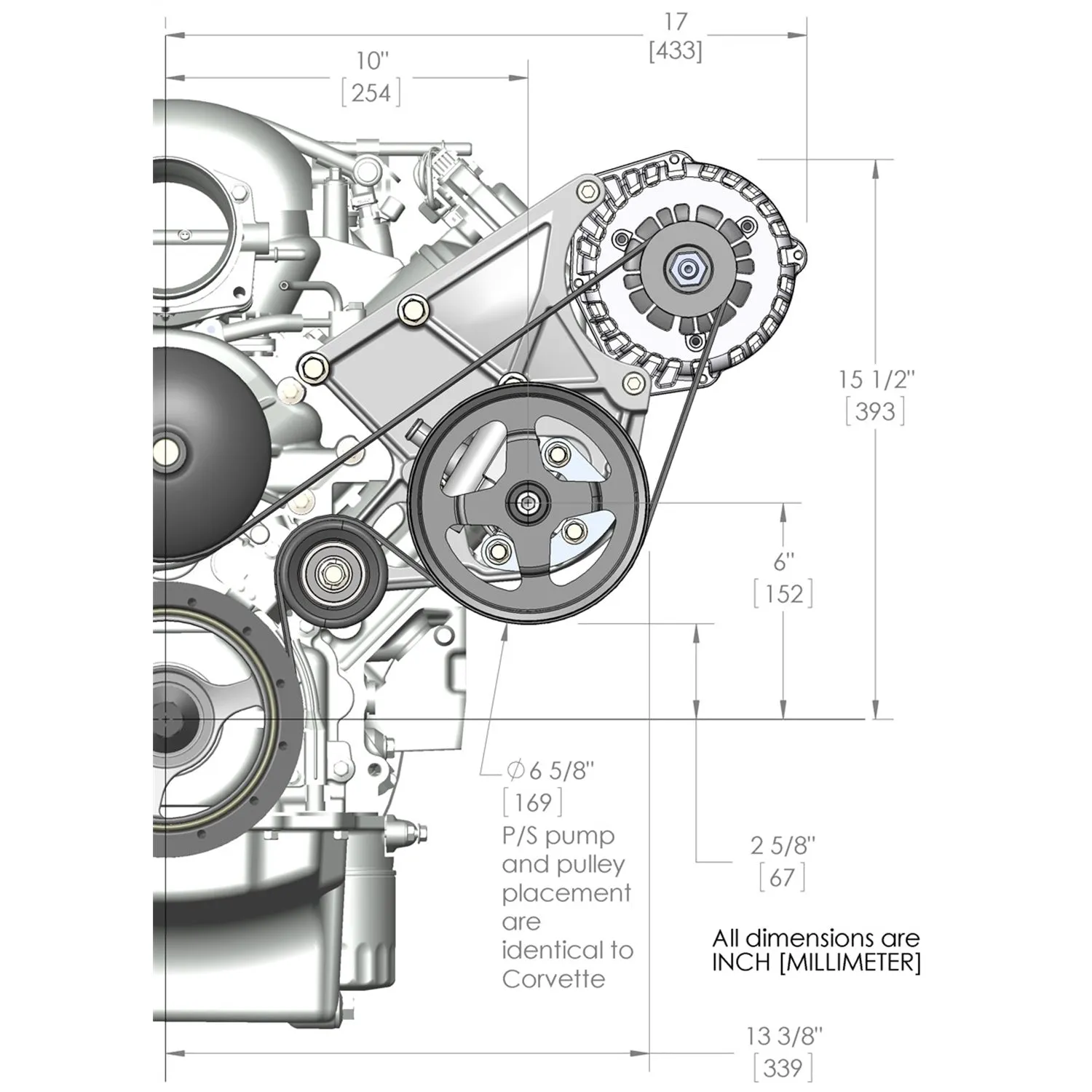 Holley LS Alternator & Power Steering Pump Accessory Drive Kit - Driver's Side Bracket