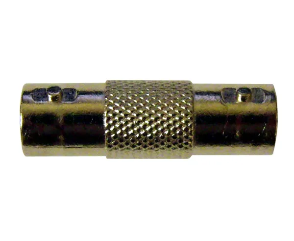 Inline Coupler with Double BNC Female connectors compatible with both RG6 and RG59 cables.