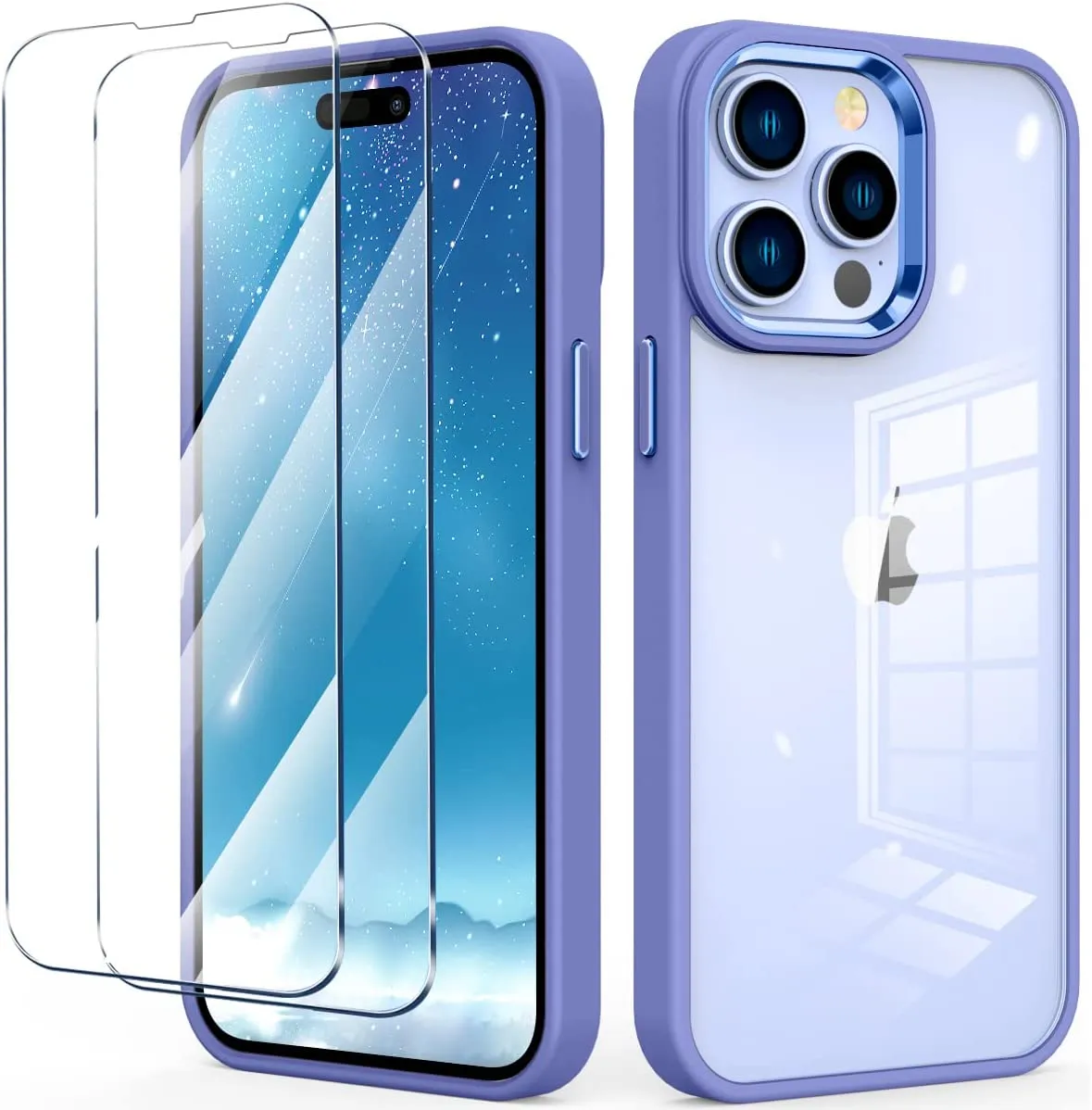 iPhone 14 Pro Case, PMMA Clear Aluminum Button Cover Hybrid Protective Case Black