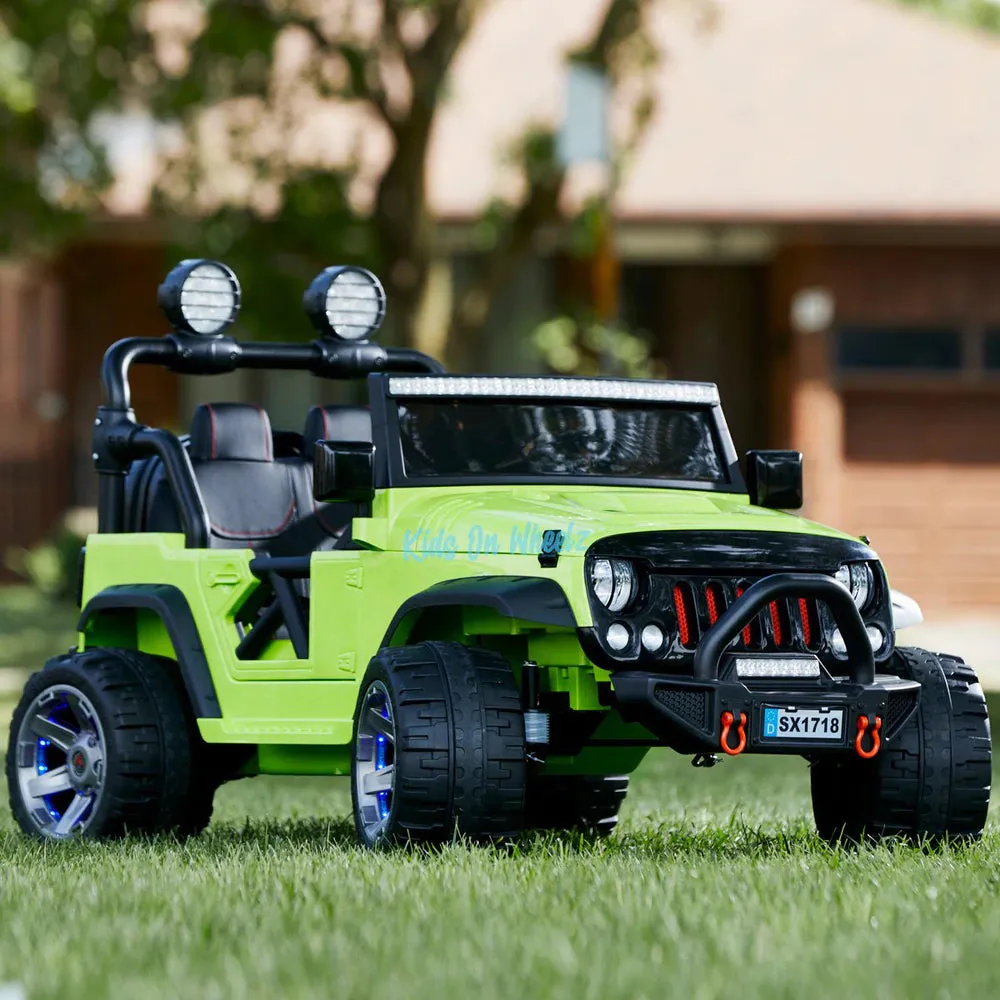 Jeep Wrangler Ride On Car 12V - 2 Seater - Lime Green